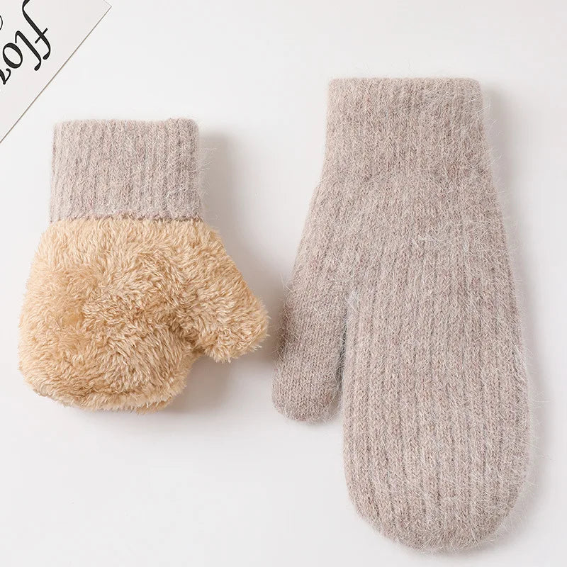 Winter fuzzy mittens for women