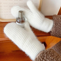 Winter fuzzy mittens for women