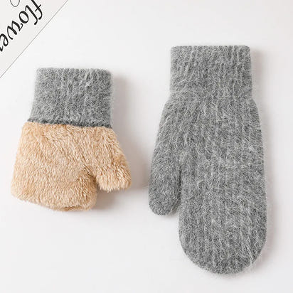 Winter fuzzy mittens for women