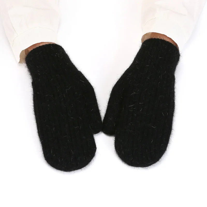 Winter fuzzy mittens for women