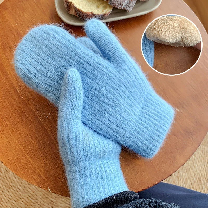 Winter fuzzy mittens for women